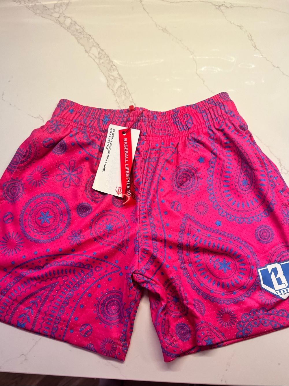 Baseball Lifestyle Bright Pink Paisley Athletic Shorts
